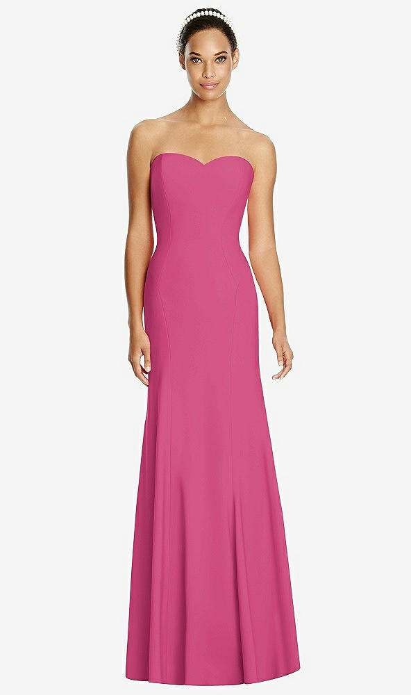 Front View - Tea Rose Sweetheart Strapless Flared Skirt Maxi Dress
