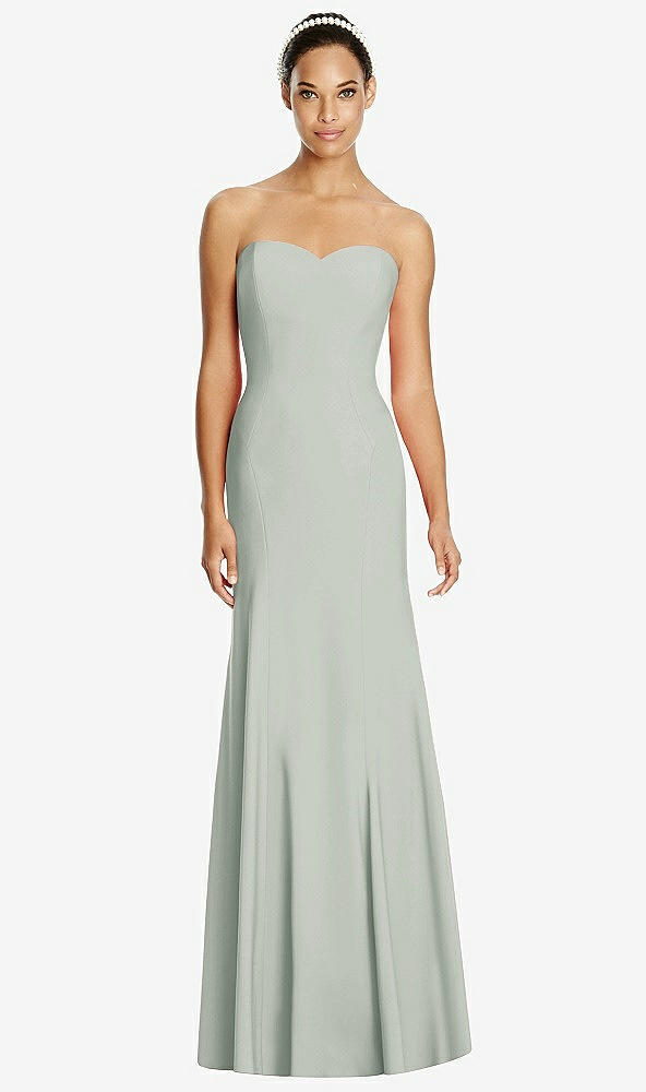Front View - Willow Green Sweetheart Strapless Flared Skirt Maxi Dress
