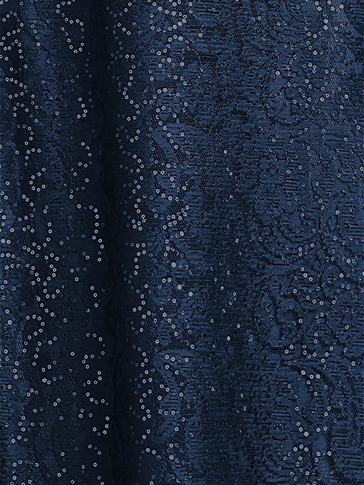 Front View - Midnight Navy Sequin Lace Fabric by the Yard