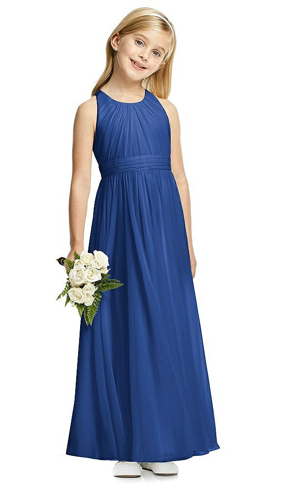 Front View - Classic Blue Flower Girl Dress FL4054