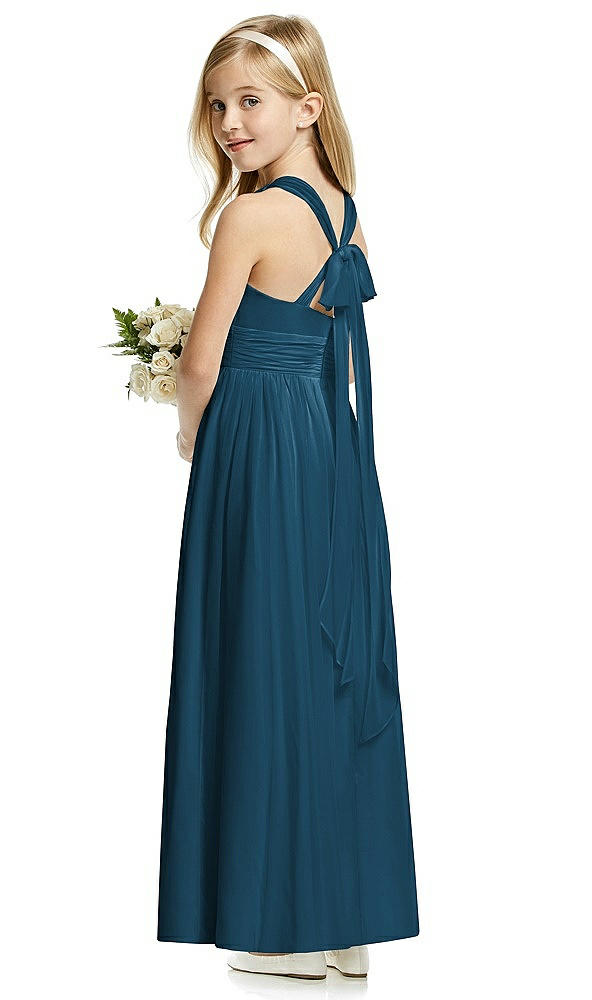 Back View - Atlantic Blue Flower Girl Dress FL4054