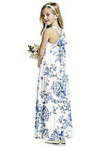 Rear View Thumbnail - Cottage Rose Dusk Blue Flower Girl Dress FL4054