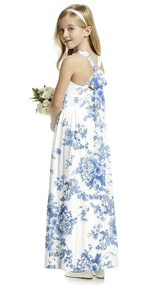 Back View - Cottage Rose Dusk Blue Flower Girl Dress FL4054