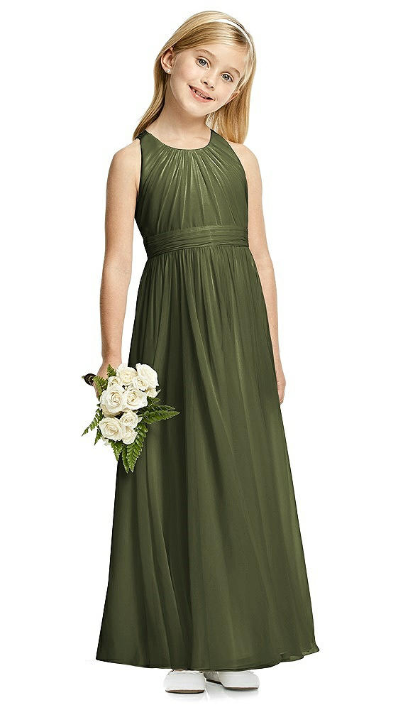 Front View - Olive Green Flower Girl Dress FL4054