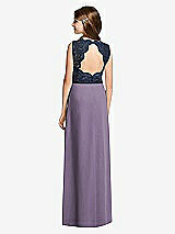 Rear View Thumbnail - Lavender & Midnight Navy Dessy Junior Bridesmaid Dress JR540
