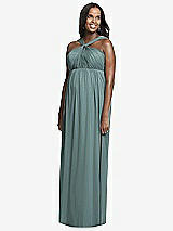 Front View Thumbnail - Smoke Blue Dessy Collection Maternity Bridesmaid Dress M431