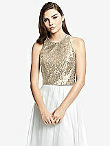 Front View Thumbnail - Rose Gold Sleeveless Sequin Top