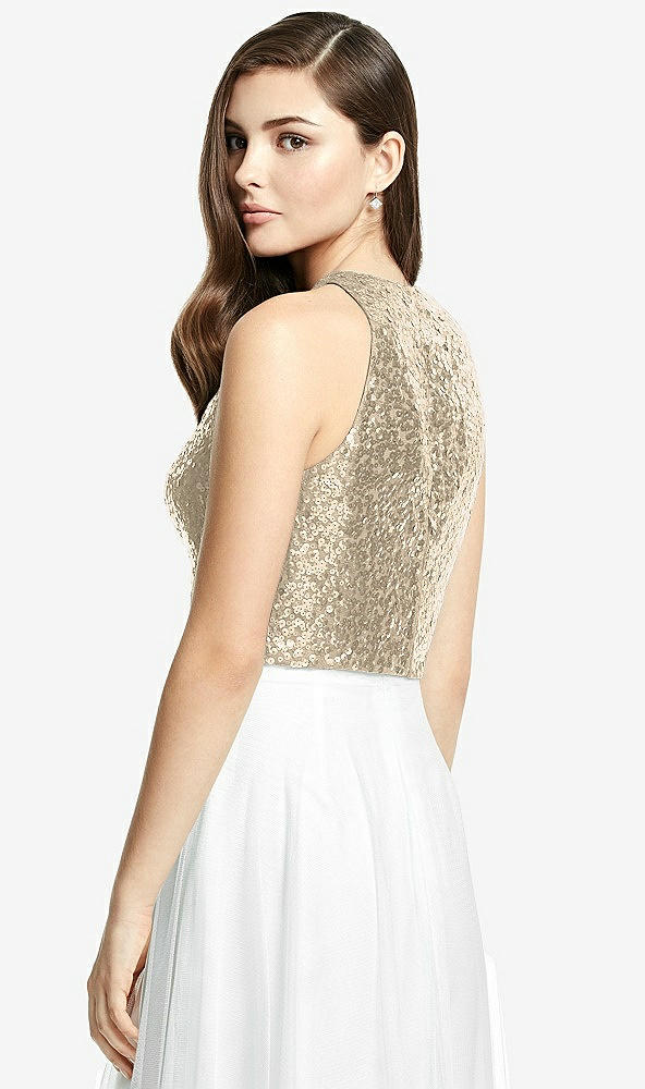 Back View - Rose Gold Sleeveless Sequin Top