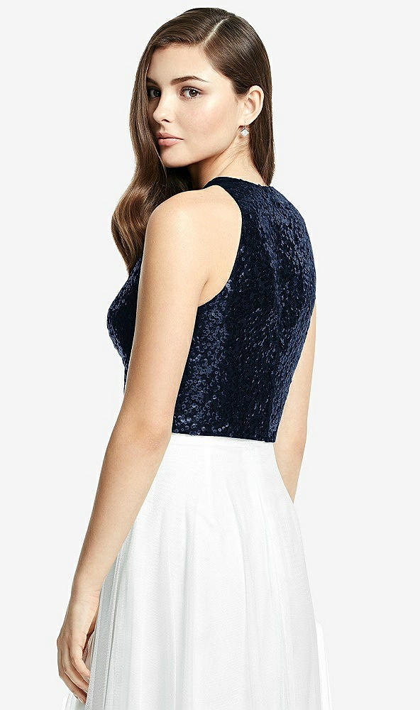 Back View - Midnight Navy Sleeveless Sequin Top