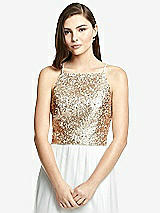 Front View Thumbnail - Rose Gold Spaghetti Strap Sequin Top