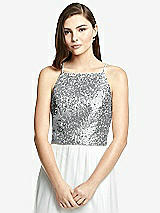 Front View Thumbnail - Silver Spaghetti Strap Sequin Top