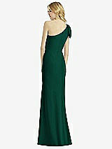 Alt View 2 Thumbnail - Hunter Green Bowed One-Shoulder Trumpet Gown