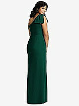 Rear View Thumbnail - Hunter Green Bowed One-Shoulder Trumpet Gown