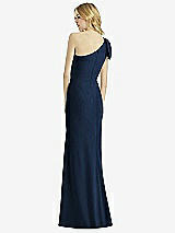 Alt View 2 Thumbnail - Midnight Navy Bowed One-Shoulder Trumpet Gown
