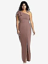 Front View Thumbnail - Sienna Bowed One-Shoulder Trumpet Gown