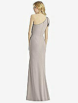 Alt View 2 Thumbnail - Taupe Bowed One-Shoulder Trumpet Gown