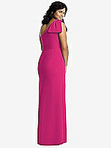 Rear View Thumbnail - Think Pink Bowed One-Shoulder Trumpet Gown