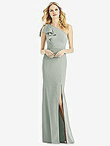 Alt View 1 Thumbnail - Willow Green Bowed One-Shoulder Trumpet Gown