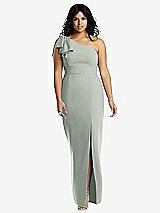 Front View Thumbnail - Willow Green Bowed One-Shoulder Trumpet Gown