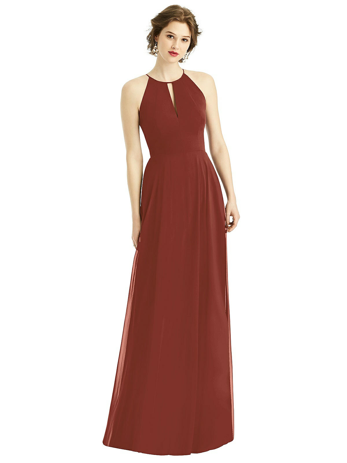 Halter Chiffon Max Bridesmaid Dresses with Pockets Black