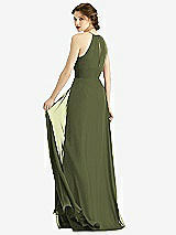 Rear View Thumbnail - Olive Green Keyhole Halter Chiffon Maxi Dress