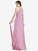 Rear View Thumbnail - Powder Pink Keyhole Halter Chiffon Maxi Dress