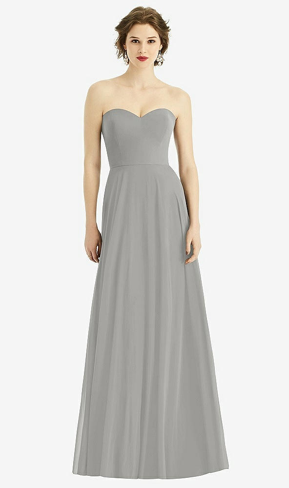 Front View - Chelsea Gray Strapless Sweetheart Gown with Optional Straps