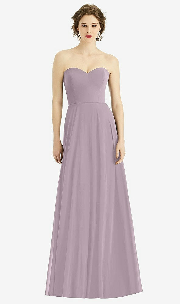 Front View - Lilac Dusk Strapless Sweetheart Gown with Optional Straps
