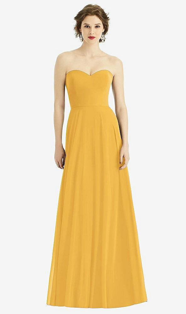 Front View - NYC Yellow Strapless Sweetheart Gown with Optional Straps