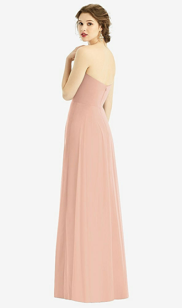 Back View - Pale Peach Strapless Sweetheart Gown with Optional Straps