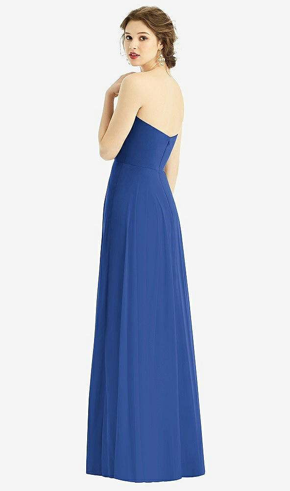 Back View - Classic Blue Strapless Sweetheart Gown with Optional Straps