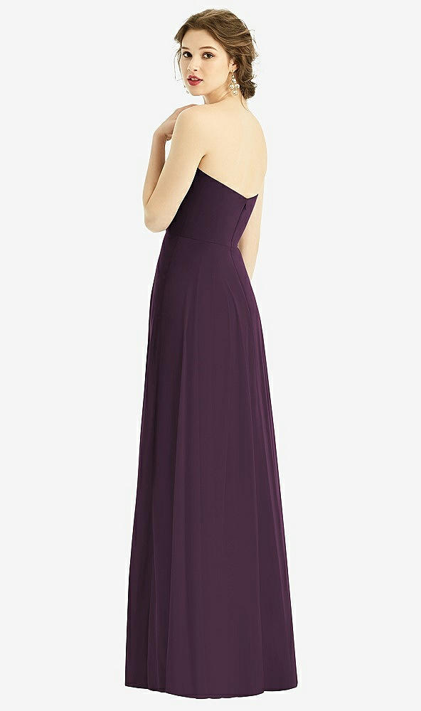 Back View - Aubergine Strapless Sweetheart Gown with Optional Straps