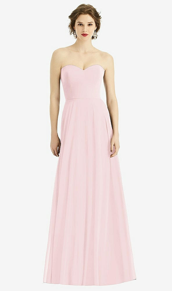 Front View - Ballet Pink Strapless Sweetheart Gown with Optional Straps