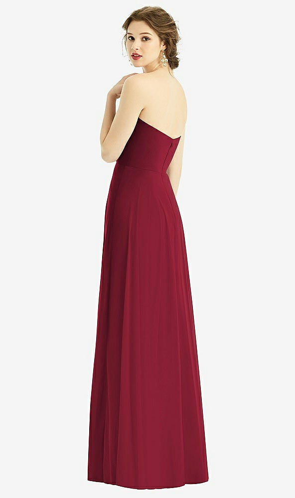 Back View - Burgundy Strapless Sweetheart Gown with Optional Straps
