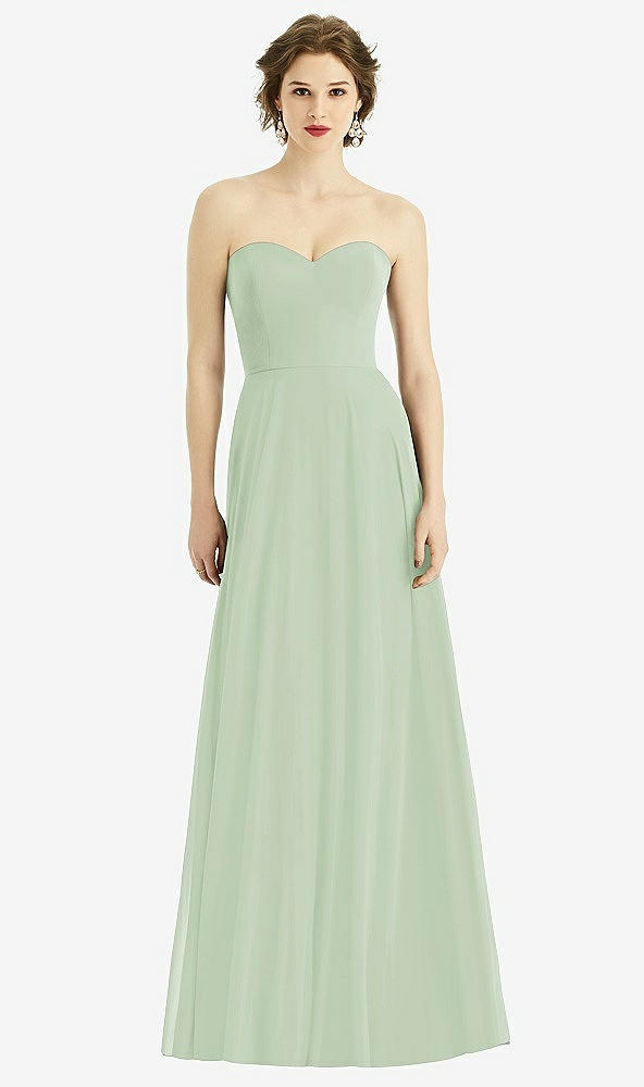 Front View - Celadon Strapless Sweetheart Gown with Optional Straps