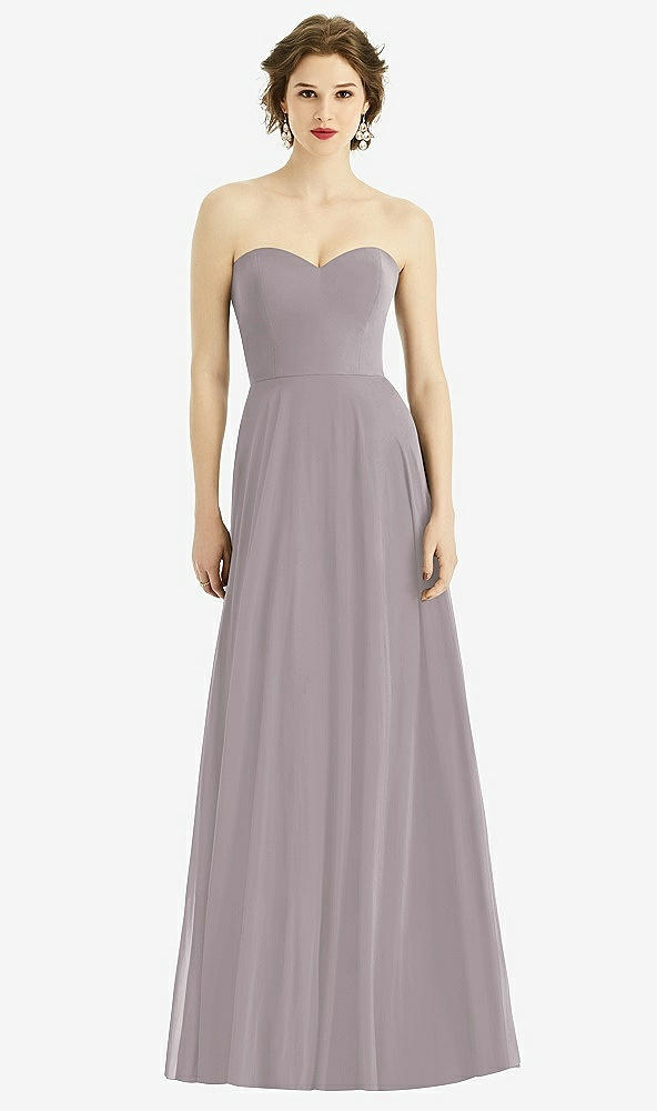 Front View - Cashmere Gray Strapless Sweetheart Gown with Optional Straps