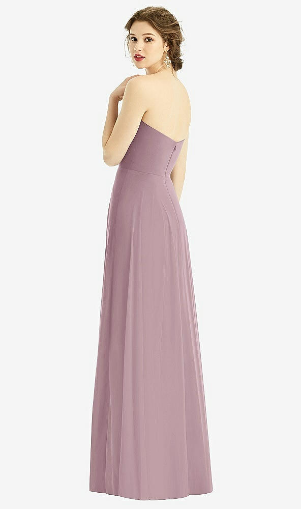 Back View - Dusty Rose Strapless Sweetheart Gown with Optional Straps