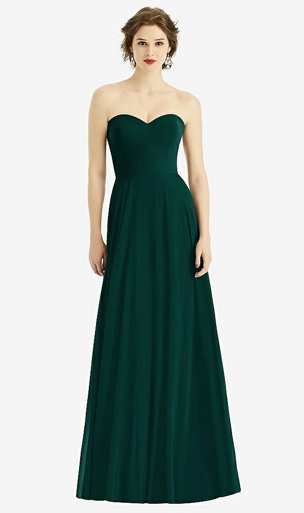 Front View - Evergreen Strapless Sweetheart Gown with Optional Straps