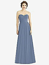 Front View Thumbnail - Larkspur Blue Strapless Sweetheart Gown with Optional Straps