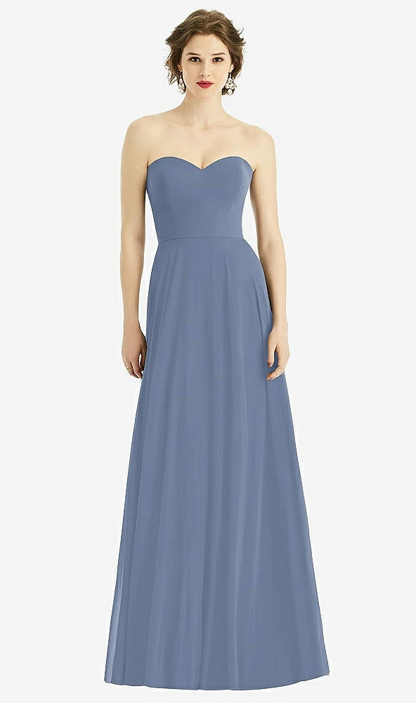 Front View - Larkspur Blue Strapless Sweetheart Gown with Optional Straps