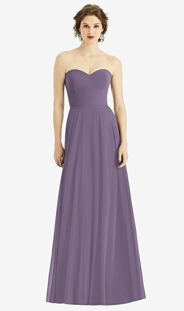 Front View - Lavender Strapless Sweetheart Gown with Optional Straps
