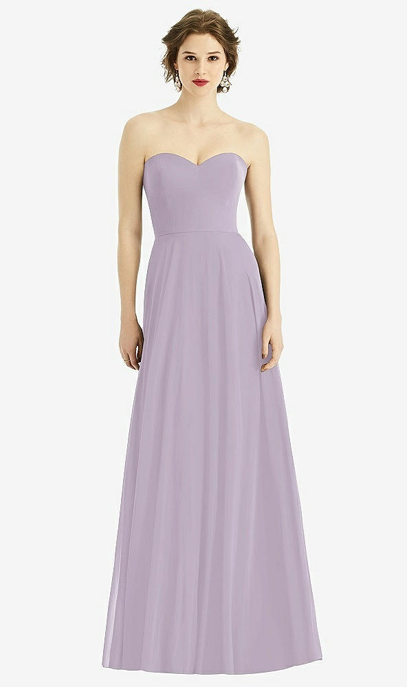 Front View - Lilac Haze Strapless Sweetheart Gown with Optional Straps