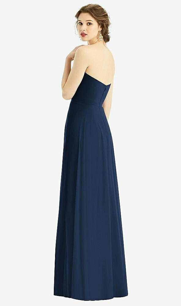 Back View - Midnight Navy Strapless Sweetheart Gown with Optional Straps