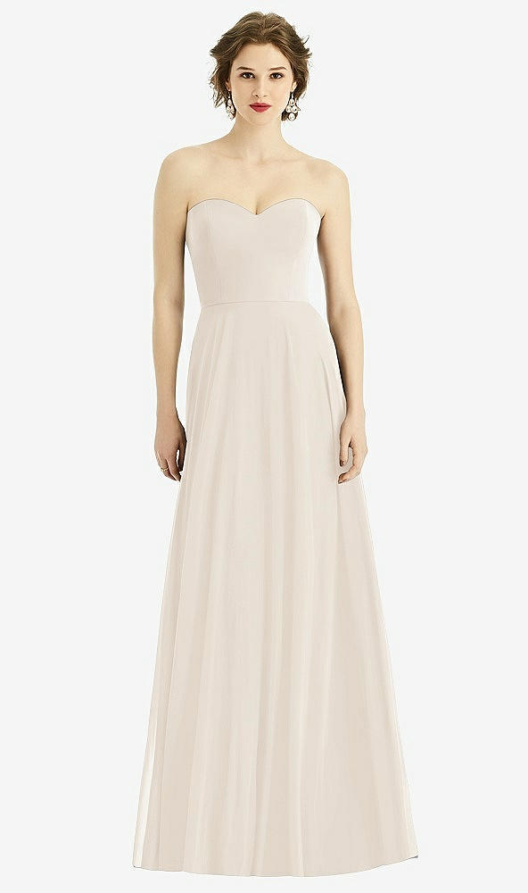 Front View - Oat Strapless Sweetheart Gown with Optional Straps