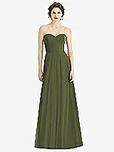 Front View Thumbnail - Olive Green Strapless Sweetheart Gown with Optional Straps