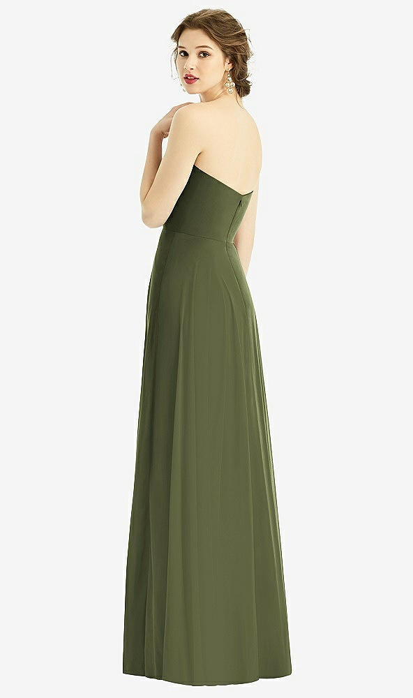 Back View - Olive Green Strapless Sweetheart Gown with Optional Straps