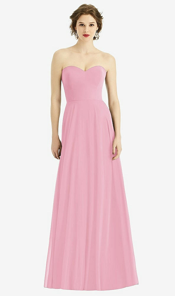 Front View - Peony Pink Strapless Sweetheart Gown with Optional Straps