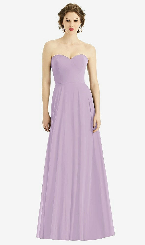 Front View - Pale Purple Strapless Sweetheart Gown with Optional Straps