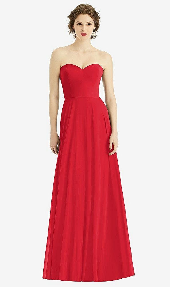 Front View - Parisian Red Strapless Sweetheart Gown with Optional Straps