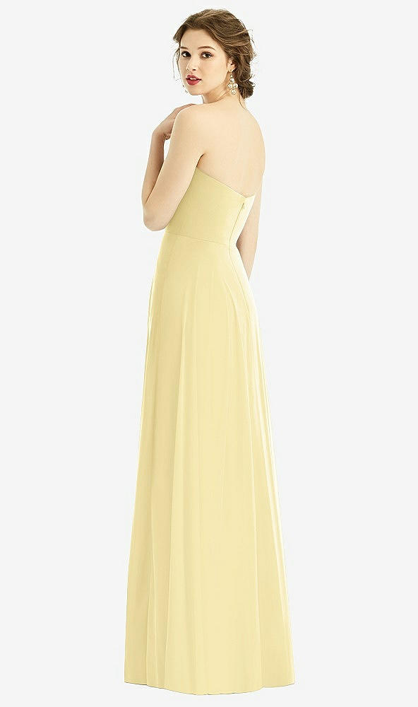 Back View - Pale Yellow Strapless Sweetheart Gown with Optional Straps
